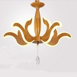 Lampadario rustico classico in acrilico marrone con luce LED integrata