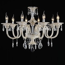 Lampadario classico in vetro stile palazzo a 8 luci con lampadine a candela