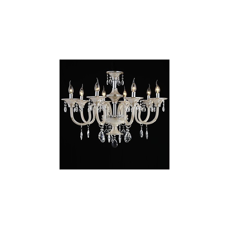 Lampadario classico in vetro stile palazzo a 8 luci con lampadine a candela