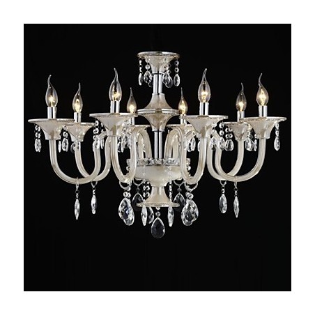 Lampadario classico in vetro stile palazzo a 8 luci con lampadine a candela