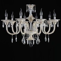 Lampadario classico in vetro stile palazzo a 8 luci con lampadine a candela