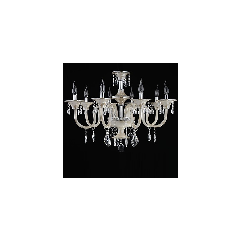 Lampadario classico in vetro stile palazzo a 8 luci con lampadine a candela