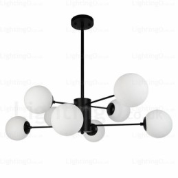 Lampadario moderno contemporaneo 8 luci con paralumi in vetro E27, diametro 98 cm