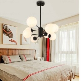 Lampadario moderno contemporaneo 8 luci con paralumi in vetro E27, diametro 98 cm