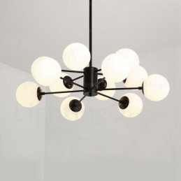 Lampadario nordico 12 luci con paralume in vetro, E27, Ø 98 cm, H 40 cm
