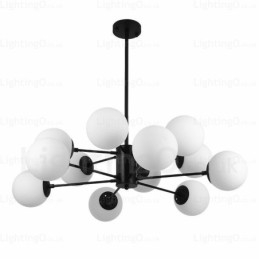 Lampadario nordico 12 luci con paralume in vetro, E27, Ø 98 cm, H 40 cm