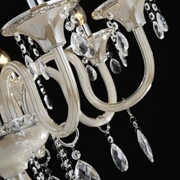 Lampadario classico in vetro stile palazzo a 8 luci con lampadine a candela