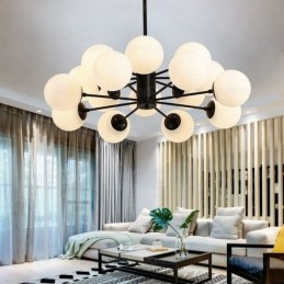 Lampadario nordico in vetro a 16 luci E27, diametro 98 cm, altezza 40 cm