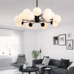 Lampadario nordico in vetro a 16 luci E27, diametro 98 cm, altezza 40 cm