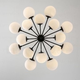 Lampadario nordico in vetro a 16 luci E27, diametro 98 cm, altezza 40 cm