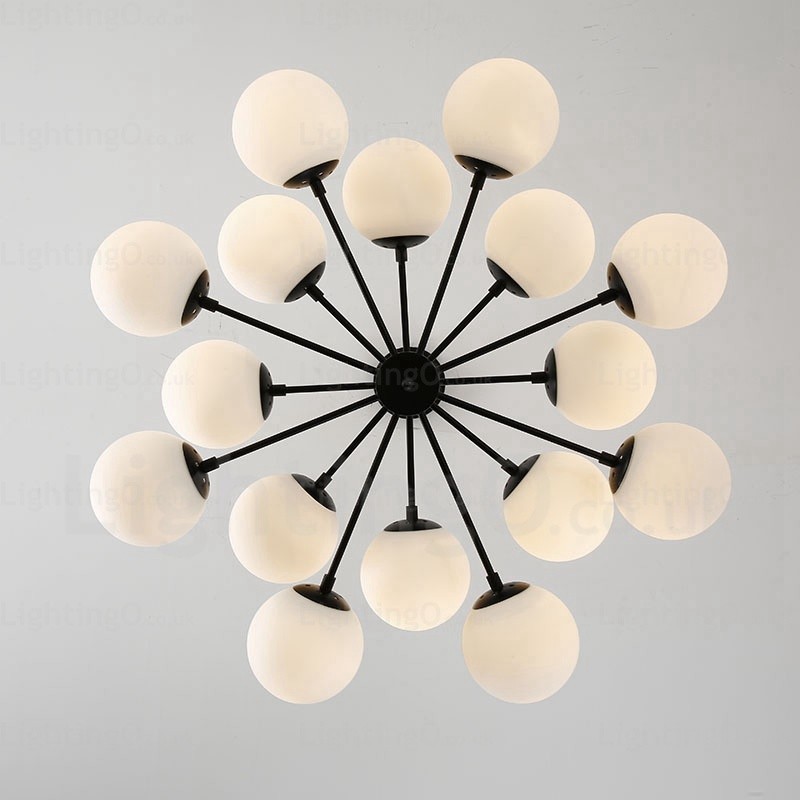 Lampadario nordico in vetro a 16 luci E27, diametro 98 cm, altezza 40 cm