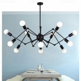Lampadario vintage retrò 12 luci E27 in acciaio inox