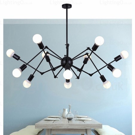 Lampadario vintage retrò 12 luci E27 in acciaio inox