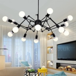 Lampadario vintage retrò 12 luci E27 in acciaio inox
