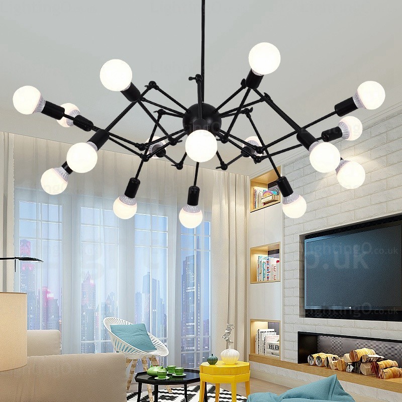 Lampadario vintage retrò 12 luci E27 in acciaio inox