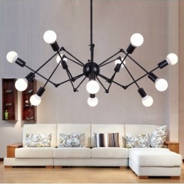 Lampadario vintage retrò 12 luci E27 in acciaio inox