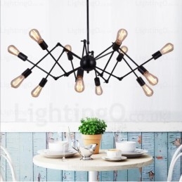 Lampadario vintage retrò 12 luci E27 in acciaio inox