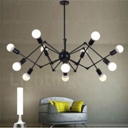 Lampadario vintage retrò 12 luci E27 in acciaio inox