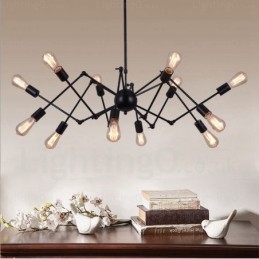 Lampadario vintage retrò 12 luci E27 in acciaio inox
