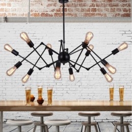 Lampadario vintage retrò 12 luci E27 in acciaio inox
