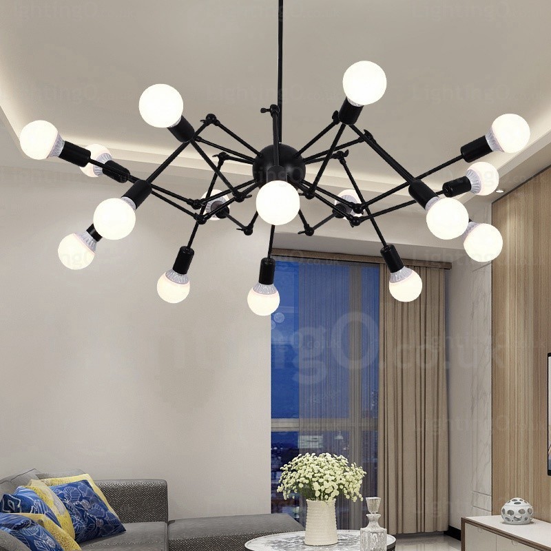 Lampadario vintage retrò 12 luci E27 in acciaio inox