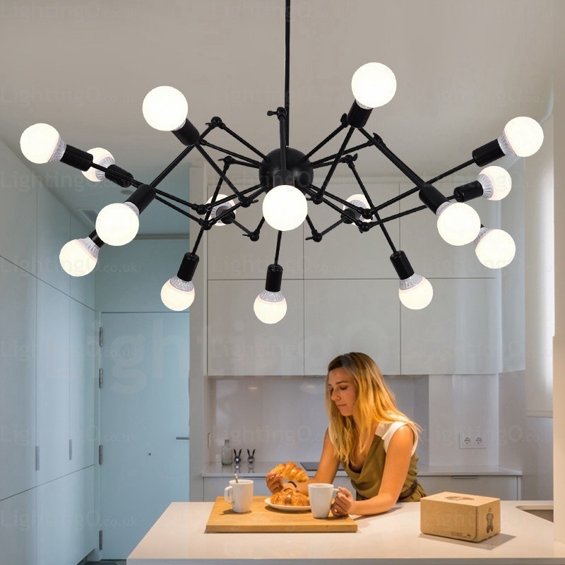 Lampadario vintage retrò 12 luci E27 in acciaio inox