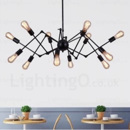 Lampadario vintage retrò 12 luci E27 in acciaio inox