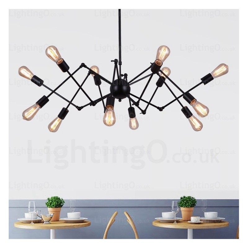 Lampadario vintage retrò 12 luci E27 in acciaio inox