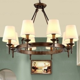 Lampada a sospensione nordica rustica a 8 luci con paralume in tessuto E27 Ø82 cm