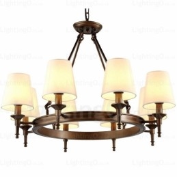 Lampada a sospensione nordica rustica a 8 luci con paralume in tessuto E27 Ø82 cm