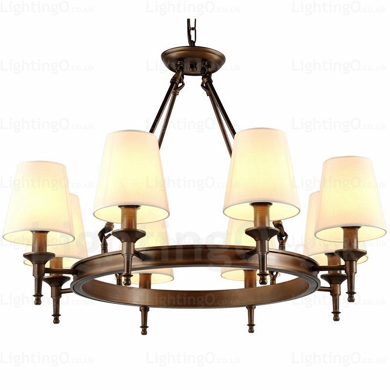 Lampada a sospensione nordica rustica a 8 luci con paralume in tessuto E27 Ø82 cm