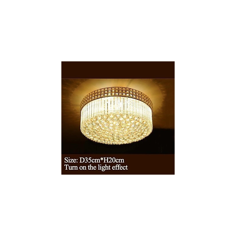 Lampadario moderno in cristallo trasparente e oro Ø 35 cm con 3 lampadine