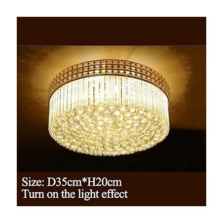 Lampadario moderno in cristallo trasparente e oro Ø 35 cm con 3 lampadine