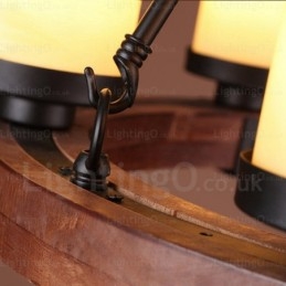 Lampada a sospensione rustica 6 luci paralume in vetro E27 diametro 64 cm