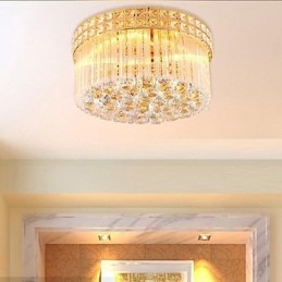 Lampadario moderno in cristallo trasparente e oro Ø 35 cm con 3 lampadine