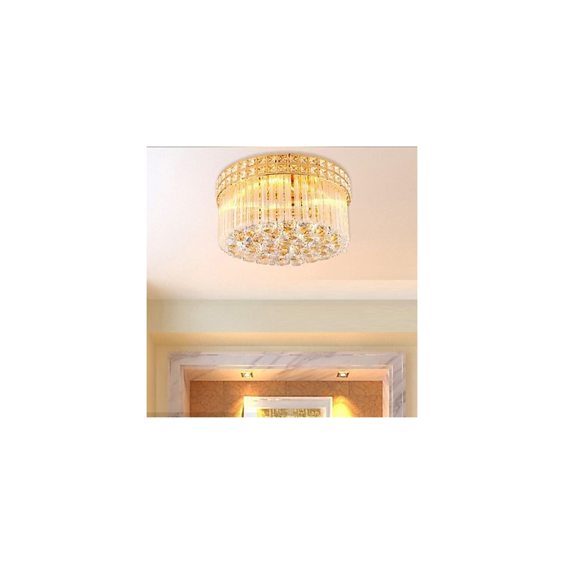 Lampadario moderno in cristallo trasparente e oro Ø 35 cm con 3 lampadine