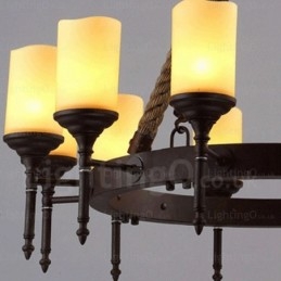 Lampada a sospensione rustica vintage country 12 luci paralumi in vetro