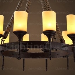 Lampada a sospensione rustica vintage country 12 luci paralumi in vetro