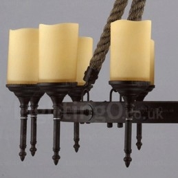 Lampada a sospensione rustica vintage country 12 luci paralumi in vetro