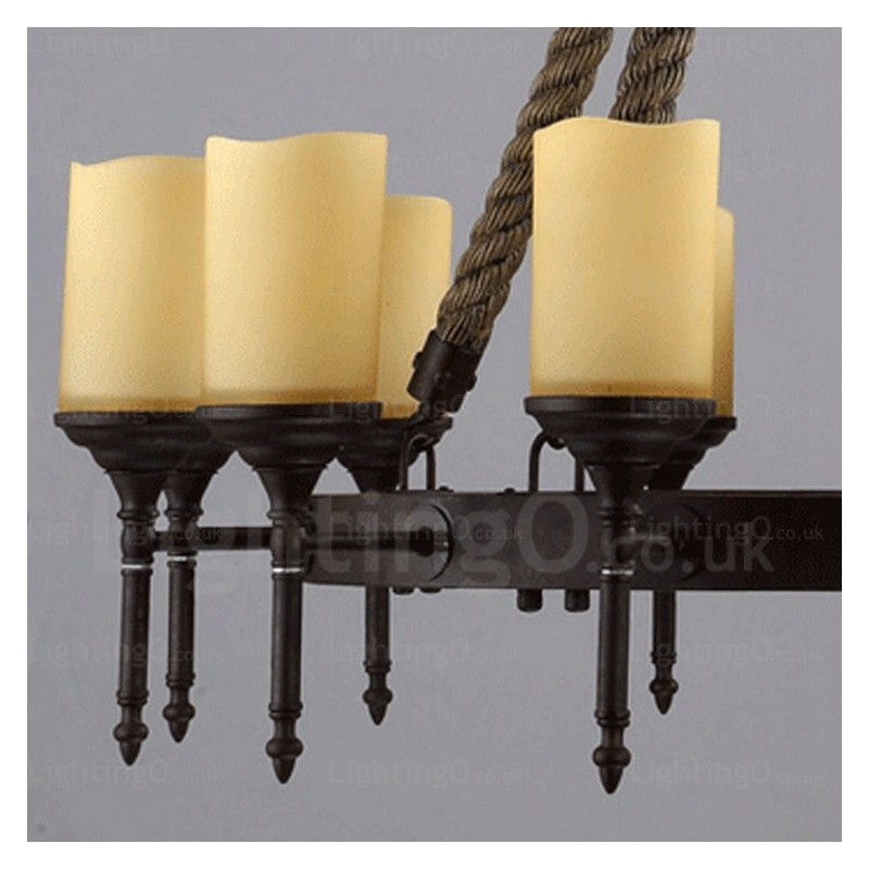 Lampada a sospensione rustica vintage country 12 luci paralumi in vetro