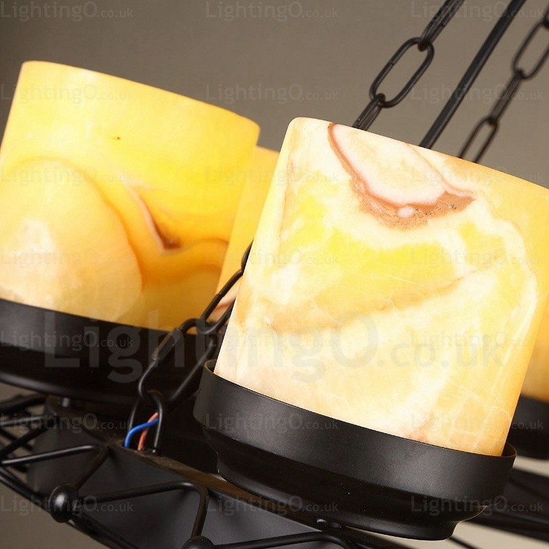 Lampada a sospensione vintage rustica country 8 luci vetro diametro 80 cm E27