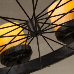 Lampada a sospensione vintage rustica country 8 luci vetro diametro 80 cm E27