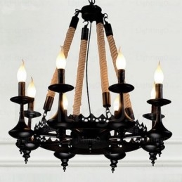 Lampada a sospensione rustica country 8 luci E14 Ø 65 cm H 70 cm