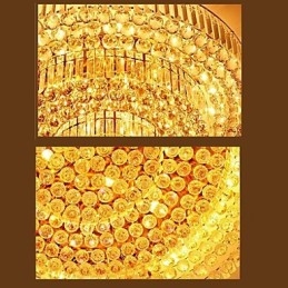 Lampadario moderno in cristallo trasparente e oro Ø 35 cm con 3 lampadine