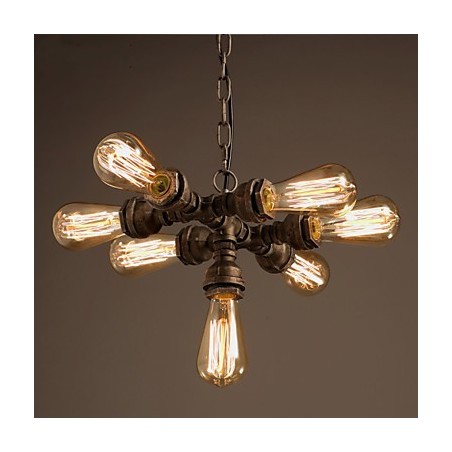 Lampadario rustico vintage in metallo elettroplaccato