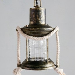 Lampada a sospensione vintage rustica country a 2 luci con paralume in vetro