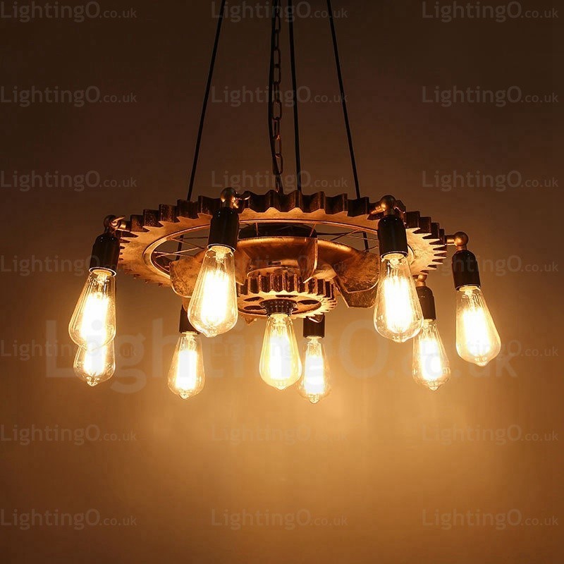 Lampada a sospensione vintage retrò 9 luci E27 60 cm