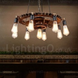 Lampada a sospensione vintage retrò 9 luci E27 60 cm