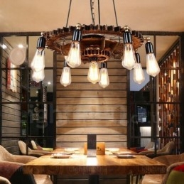 Lampada a sospensione vintage retrò 9 luci E27 60 cm