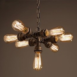 Lampadario rustico vintage in metallo elettroplaccato